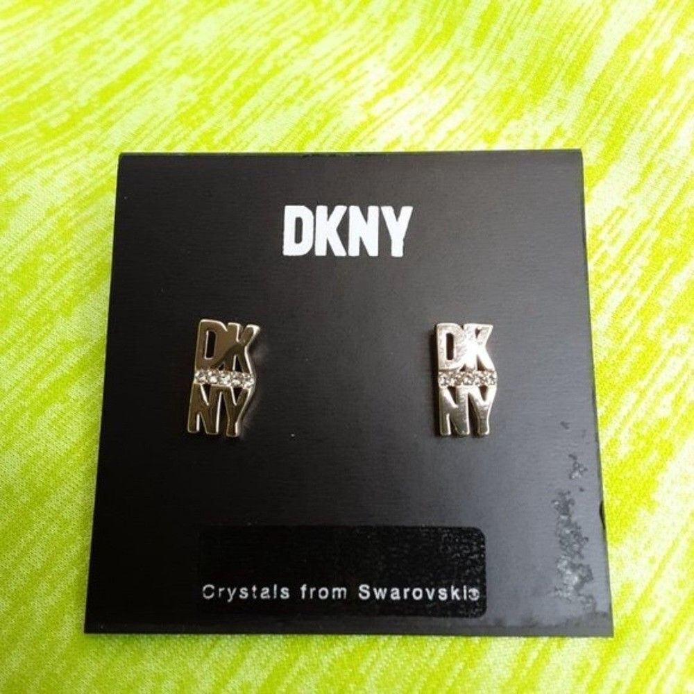 DKNY Rose Gold Plated Round Crystal Stud Earrings